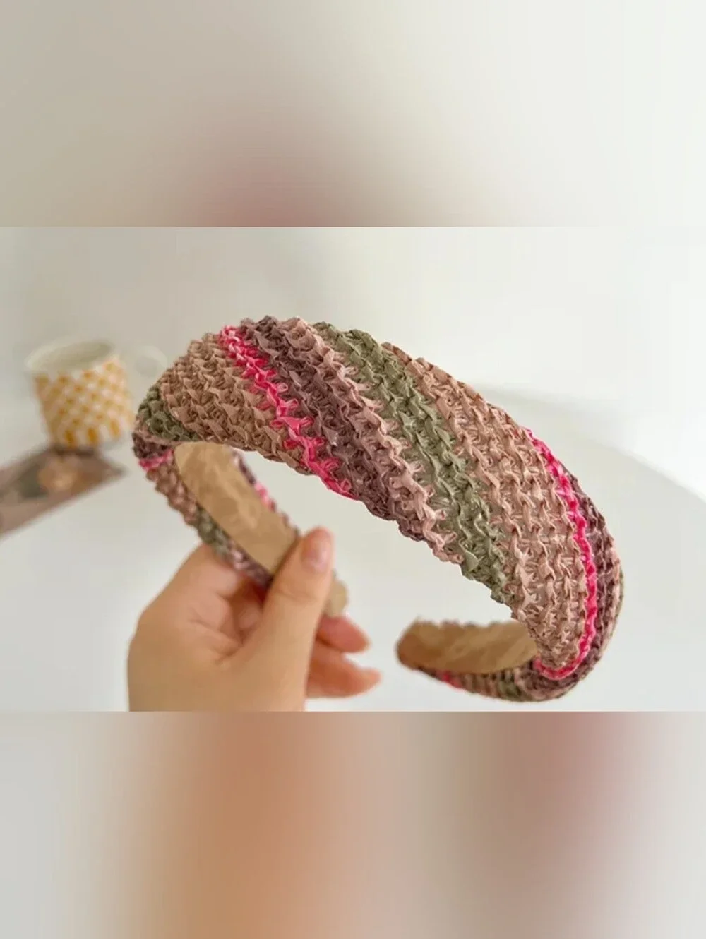 Raffia Woven Striped Multicolor Headband